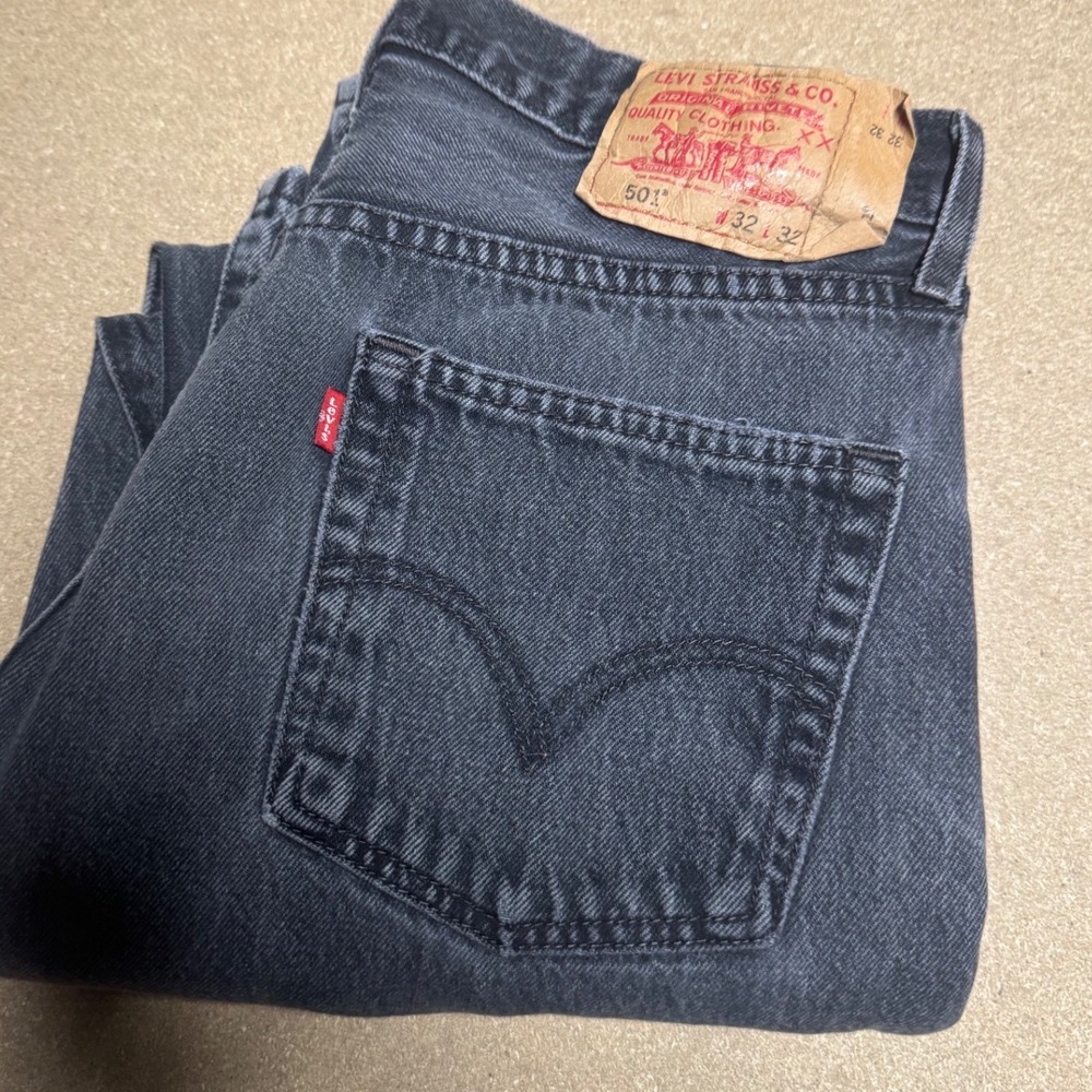 Levi Strauss‎ 501 XX Mens Jeans black wash Button Fly Straight Leg W32 L32 Y2K